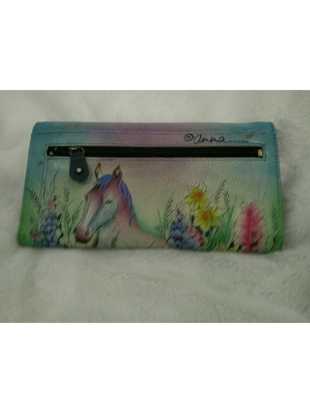 Anna by Anuschka Hand-Painted Wallet with Horse Design